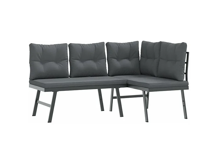 Ensemble de bancs de jardin avec coussins 3 pcs noir