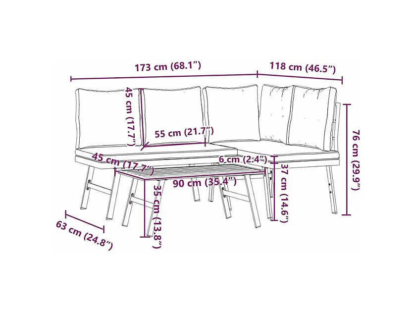 Ensemble de bancs de jardin avec coussins 3 pcs noir