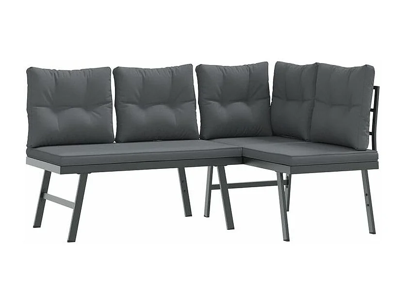 Ensemble de bancs de jardin avec coussins 3 pcs noir