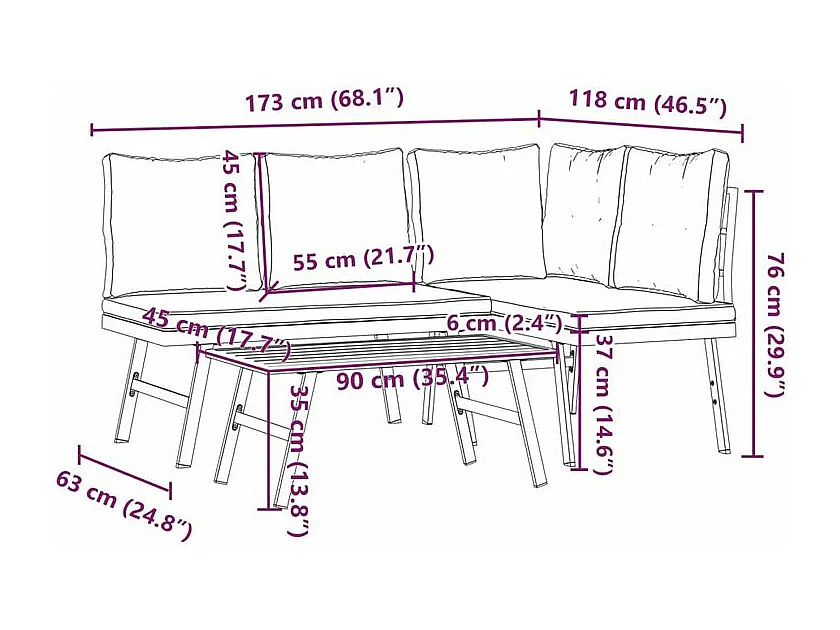 Ensemble de bancs de jardin avec coussins 3 pcs noir