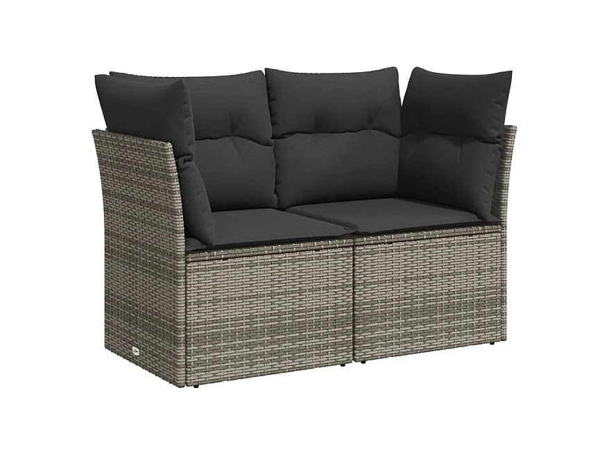 Salon de jardin avec coussins 10 pcs gris résine tressée