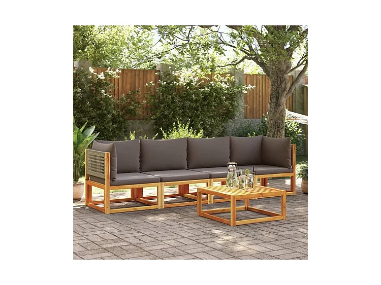 Salon de jardin avec coussins 4 pcs bois d'acacia massif