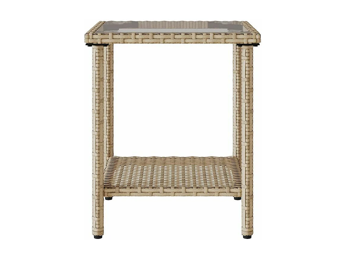 Canapé de jardin avec table et coussins en forme de L beige