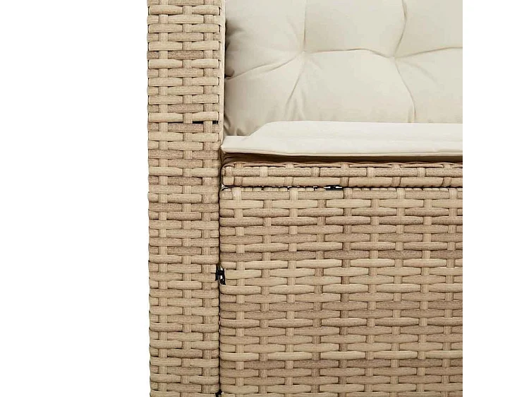 Canapé de jardin avec table et coussins en forme de L beige