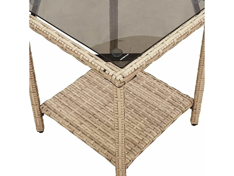 Canapé de jardin avec table et coussins en forme de L beige