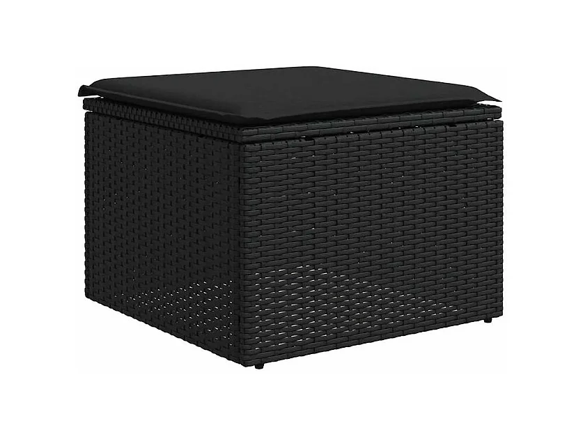 Salon de jardin avec coussins 2 pcs noir résine tressée acacia