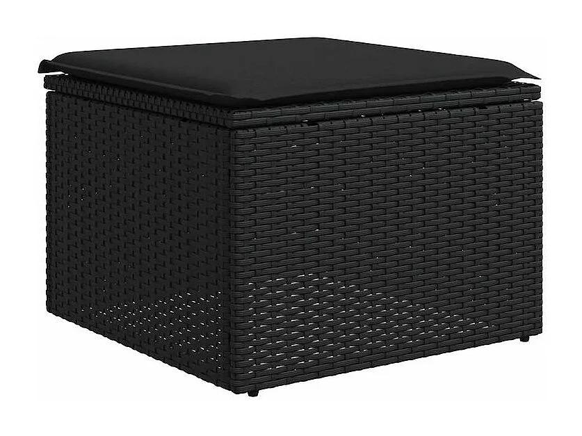 Salon de jardin avec coussins 2 pcs noir résine tressée acacia