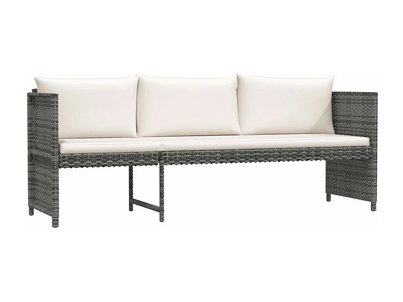 Salon de jardin 6 pcs avec coussins Résine tressée Gris