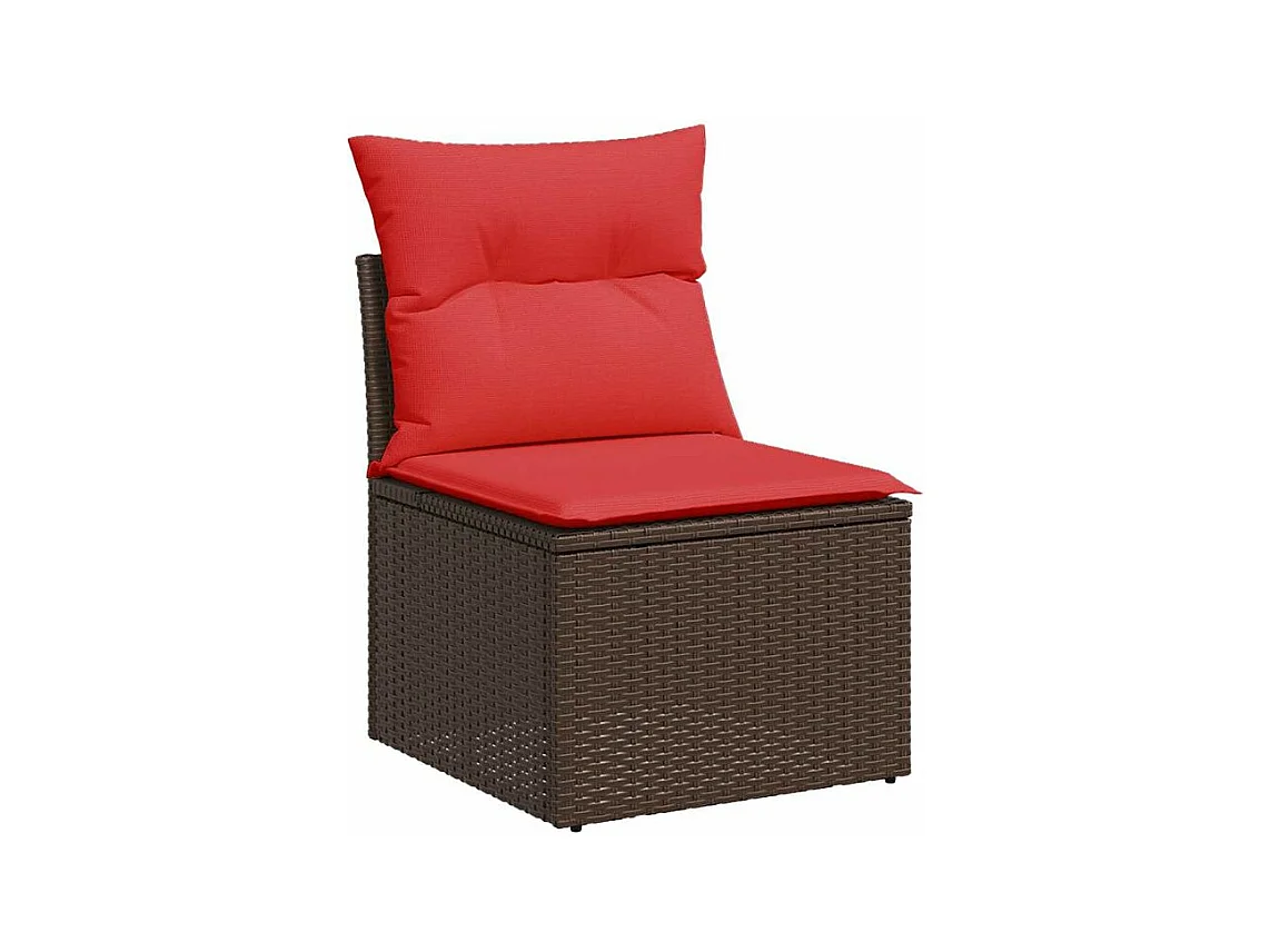 Salon de jardin avec coussins 9pcs marron résine tressée acacia