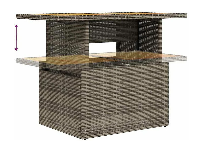 Salon de jardin avec coussins 6 pcs gris résine tressée acacia