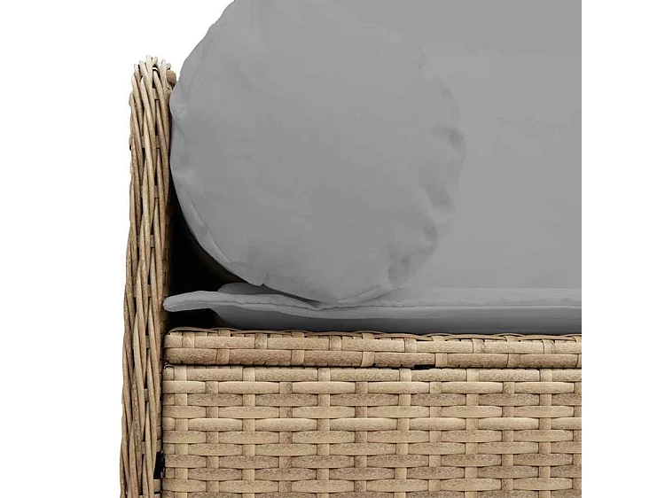 Canapé de jardin avec coussins 3 places beige résine tressée