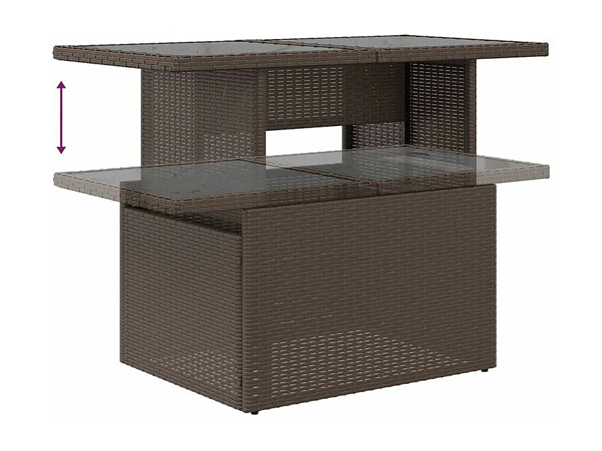 Salon de jardin avec coussins 5 pcs marron résine tressée