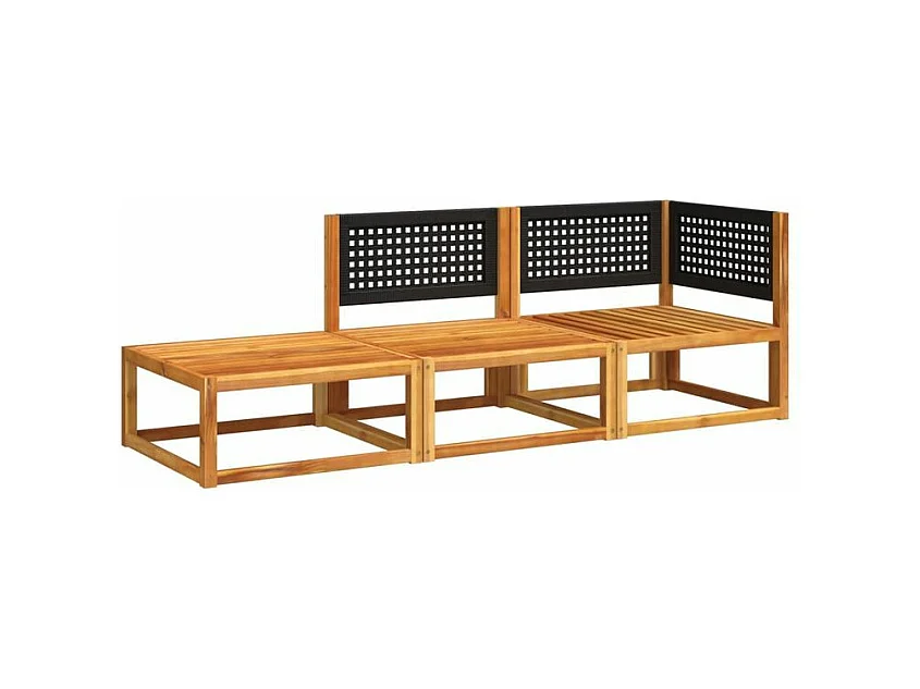 Salon de jardin avec coussins 3 pcs bois massif d'acacia