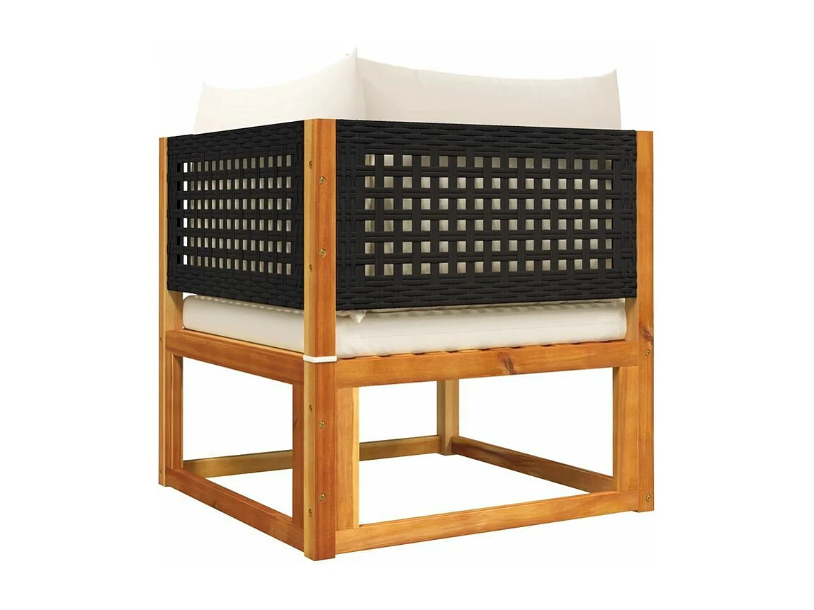 Salon de jardin avec coussins 3 pcs bois massif d'acacia