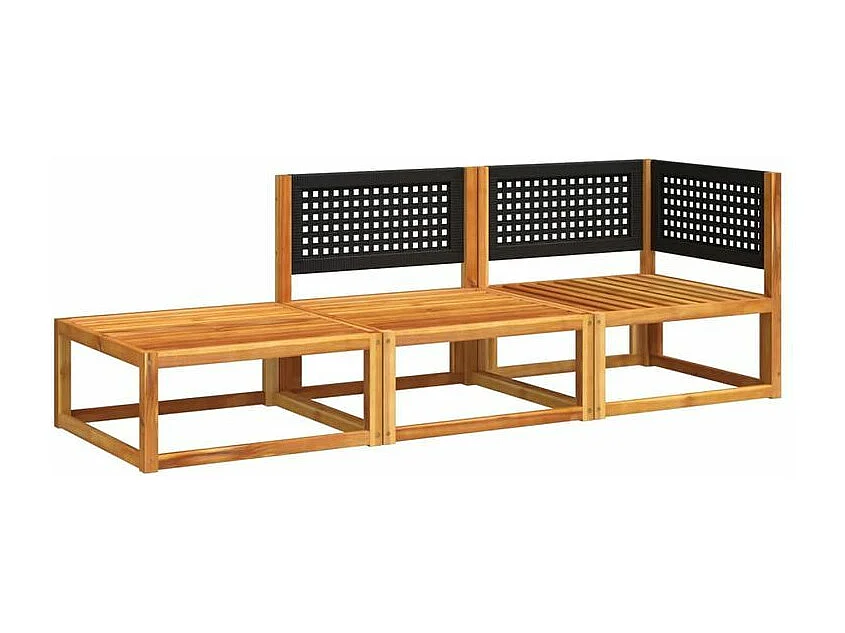 Salon de jardin avec coussins 3 pcs bois massif d'acacia