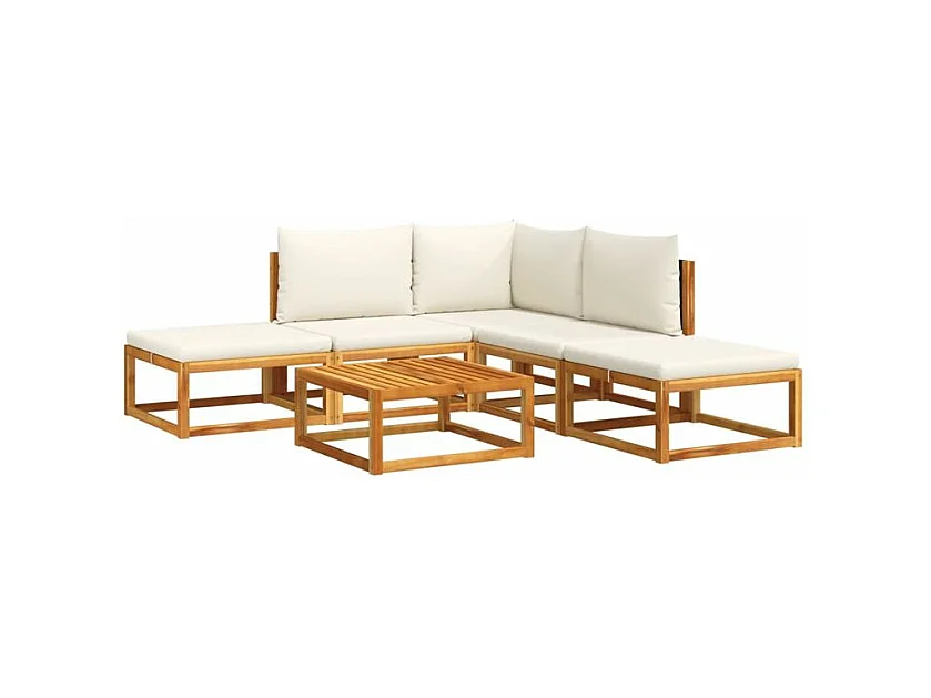 Salon de jardin avec coussins 6 pcs bois d'acacia solide