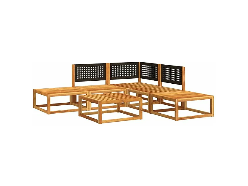 Salon de jardin avec coussins 6 pcs bois d'acacia solide