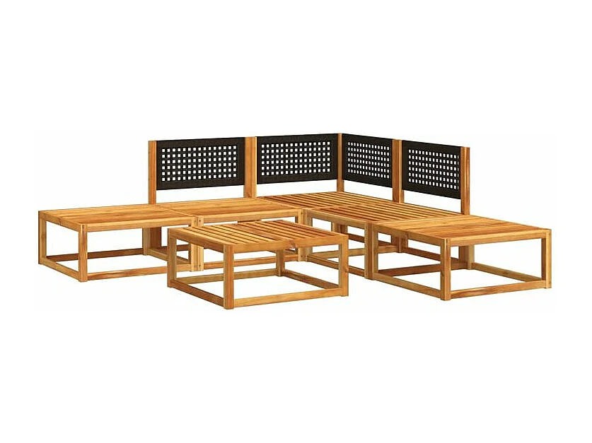 Salon de jardin avec coussins 6 pcs bois d'acacia solide