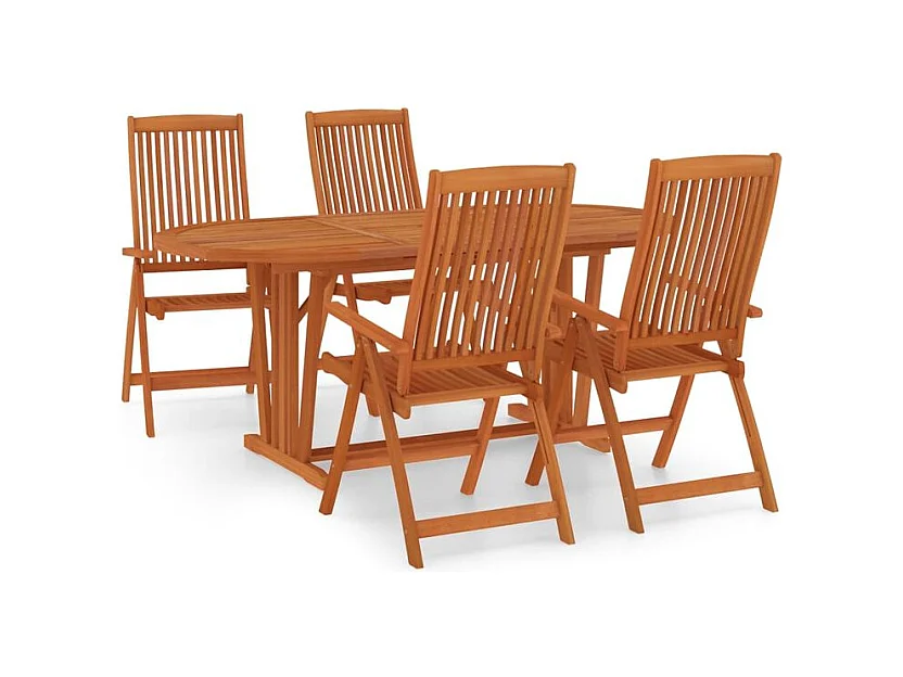 Ensemble à manger de jardin 5 pcs Bois d'eucalyptus massif