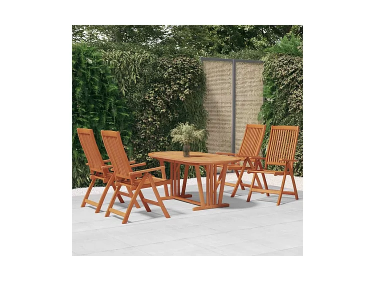 Ensemble à manger de jardin 5 pcs Bois d'eucalyptus massif