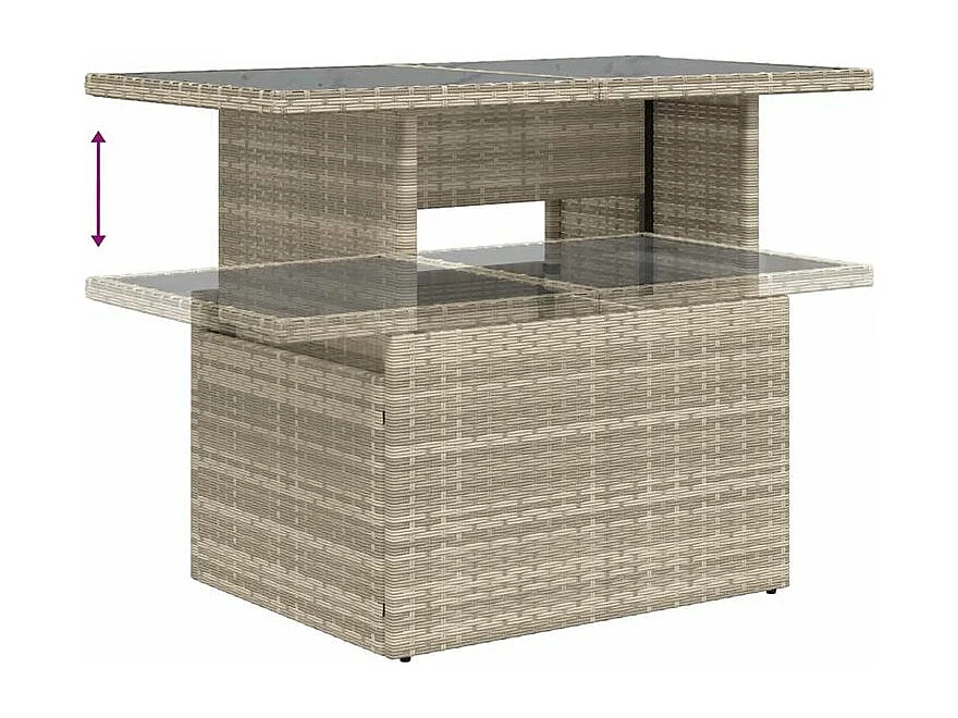 Salon de jardin avec coussins 7 pcs gris clair résine tressée