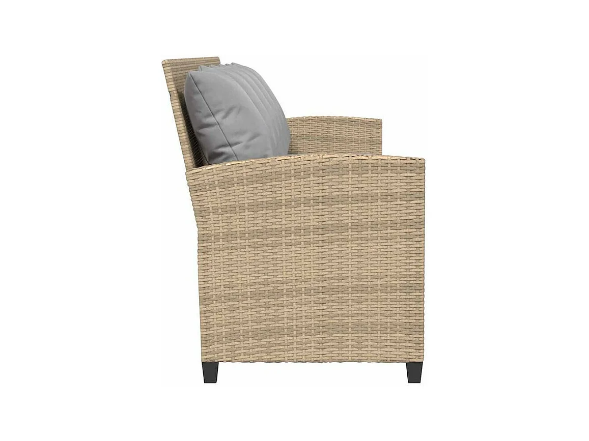 Canapé de jardin avec coussins 5 places beige résine tressée