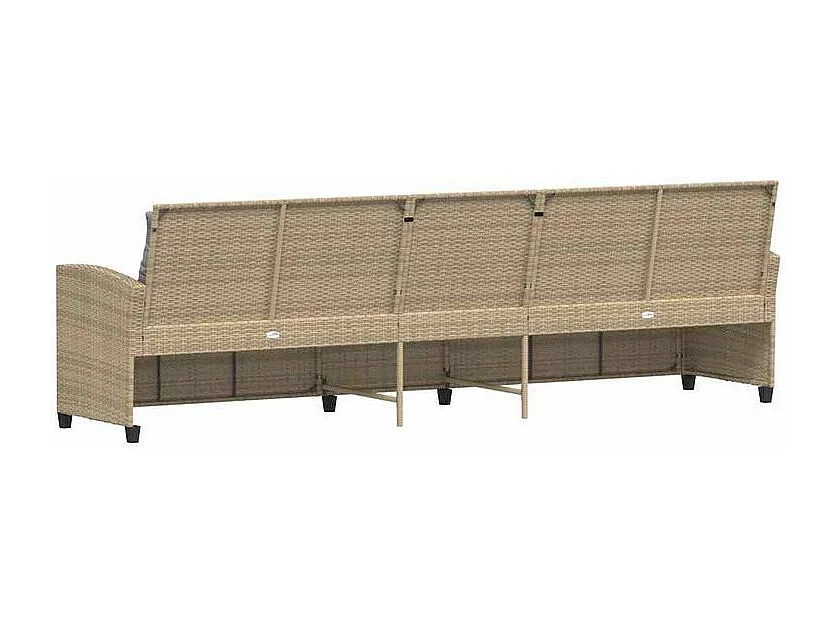 Canapé de jardin avec coussins 5 places beige résine tressée