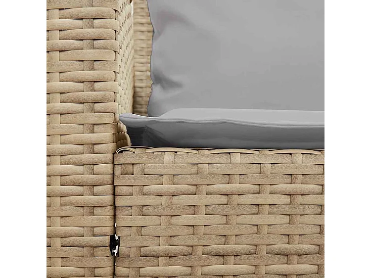 Canapé de jardin avec coussins 5 places beige résine tressée