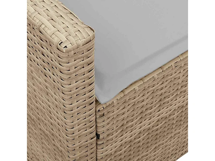 Canapé de jardin avec coussins 5 places beige résine tressée