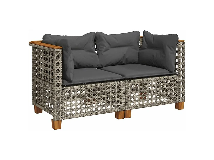 Canapés d'angle de jardin et coussins 2 pcs gris résine tressée