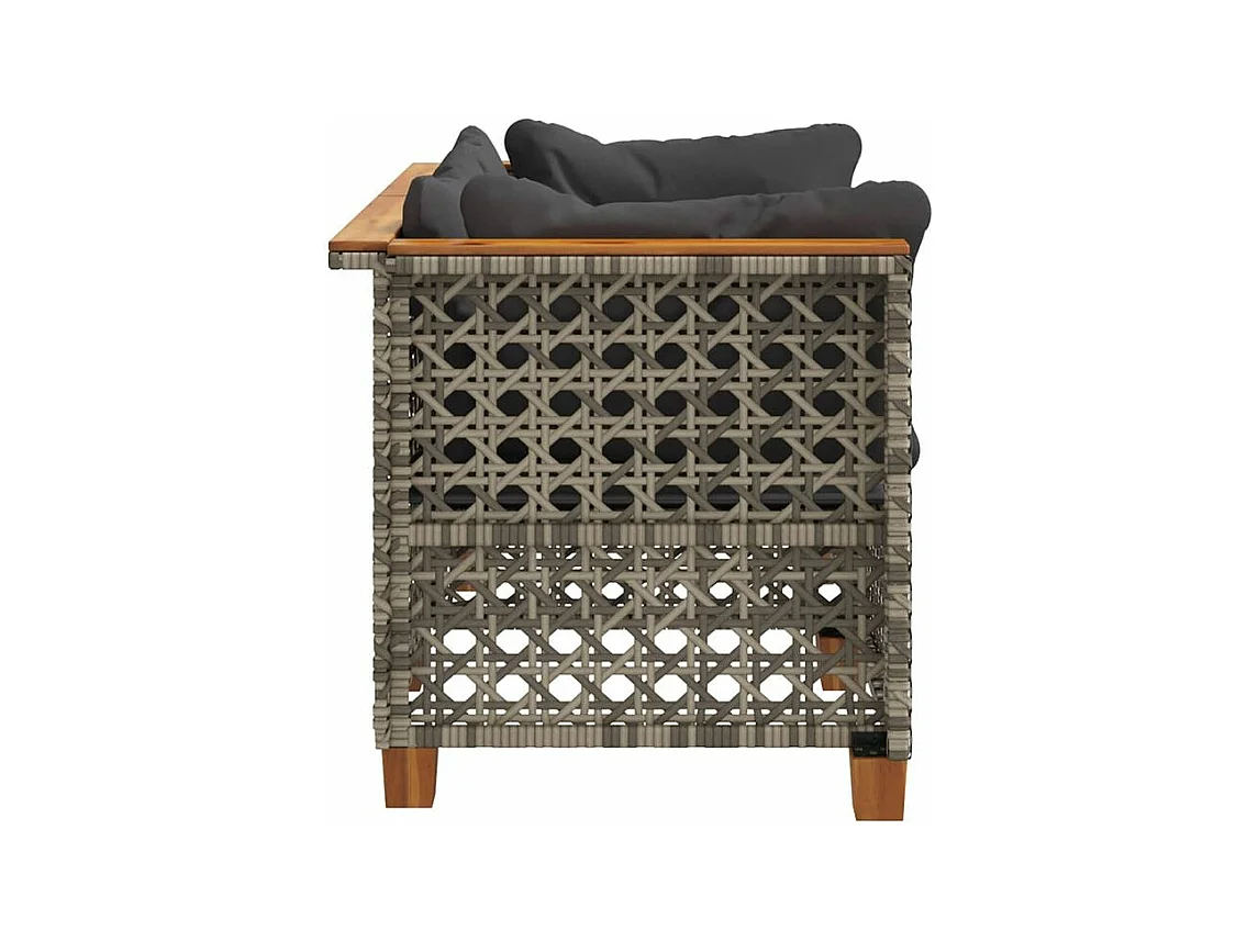 Canapés d'angle de jardin et coussins 2 pcs gris résine tressée