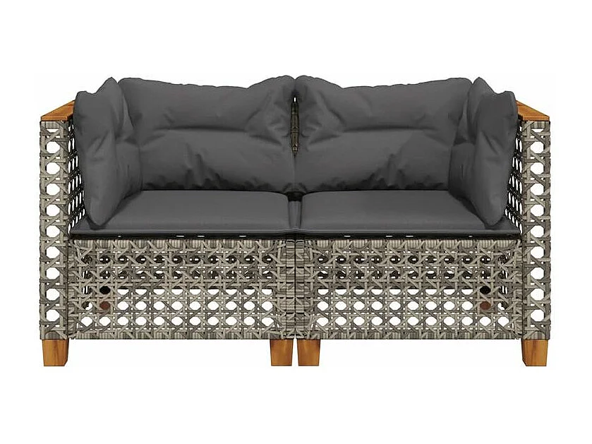 Canapés d'angle de jardin et coussins 2 pcs gris résine tressée