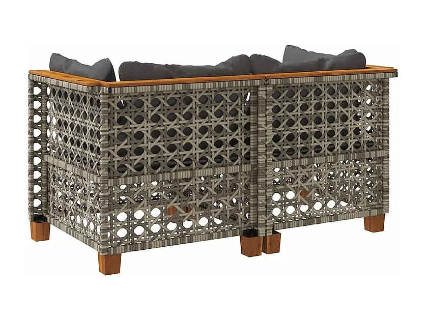 Canapés d'angle de jardin et coussins 2 pcs gris résine tressée