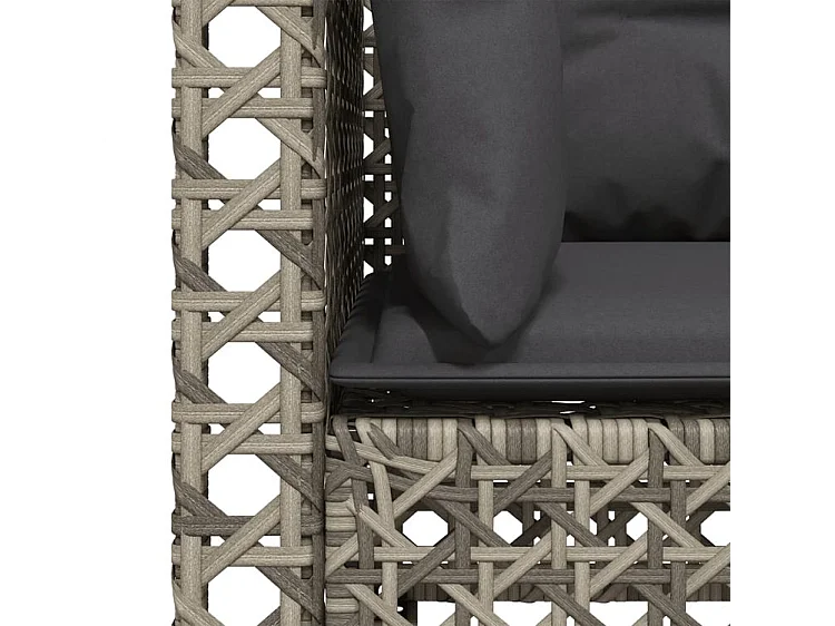 Canapés d'angle de jardin et coussins 2 pcs gris résine tressée