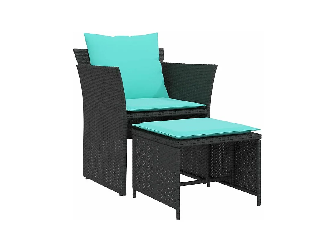 Chaise de jardin avec tabouret noir résine tressée