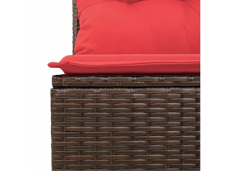 Salon de jardin 10 pcs et coussins marron résine tressée acacia