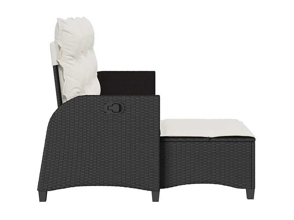 Canapé de jardin inclinable coussins forme de L noir polyrotin