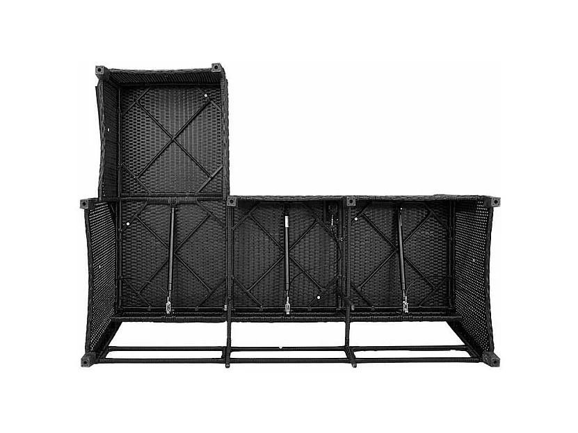 Canapé de jardin inclinable coussins forme de L noir polyrotin