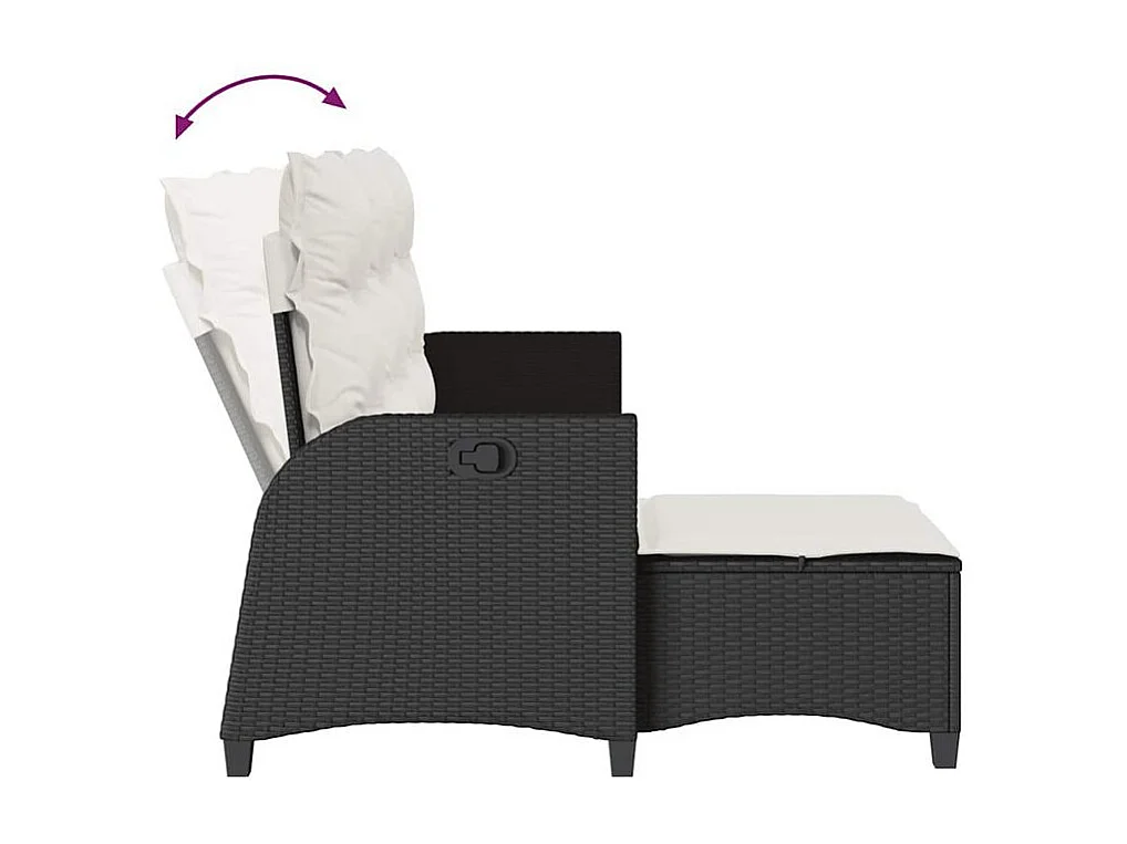 Canapé de jardin inclinable coussins forme de L noir polyrotin