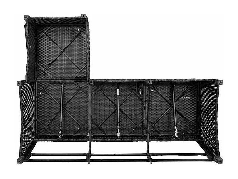 Canapé de jardin inclinable coussins forme de L noir polyrotin