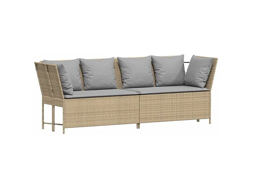 Canapé de jardin avec coussins beige résine tressée