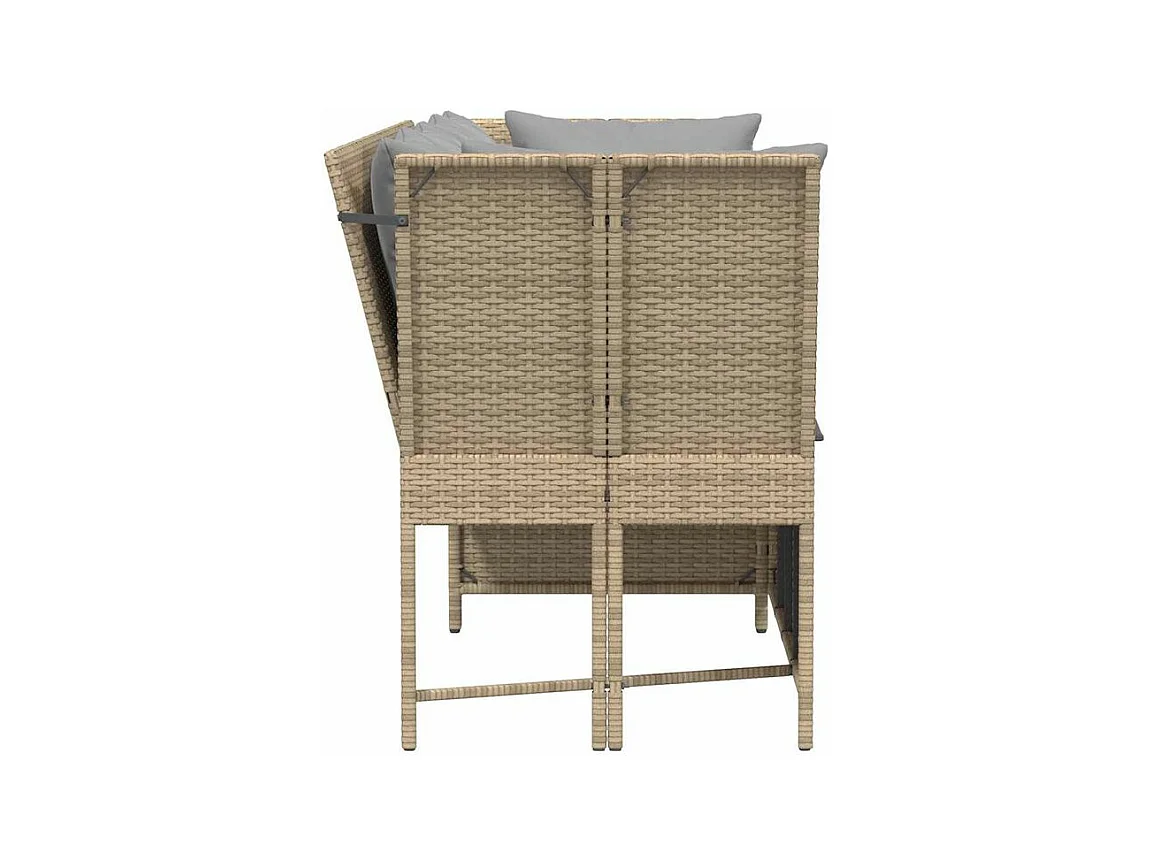 Canapé de jardin avec coussins beige résine tressée