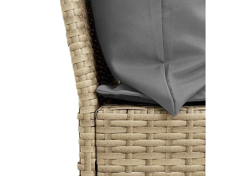 Canapé de jardin avec coussins beige résine tressée