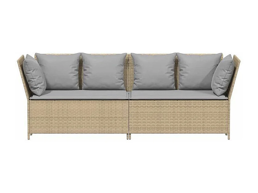 Canapé de jardin avec coussins beige résine tressée