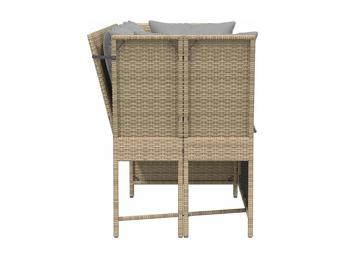 Canapé de jardin avec coussins beige résine tressée