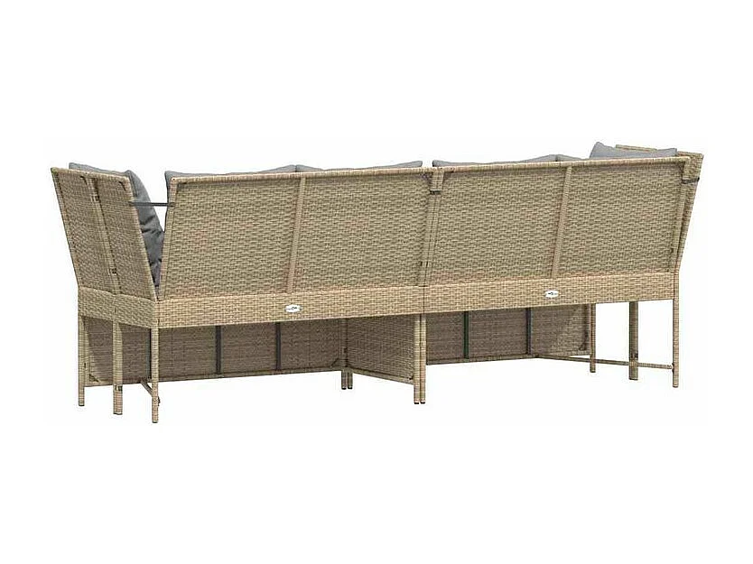 Canapé de jardin avec coussins beige résine tressée