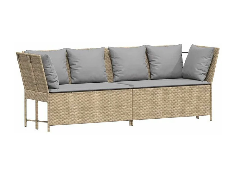 Canapé de jardin avec coussins beige résine tressée