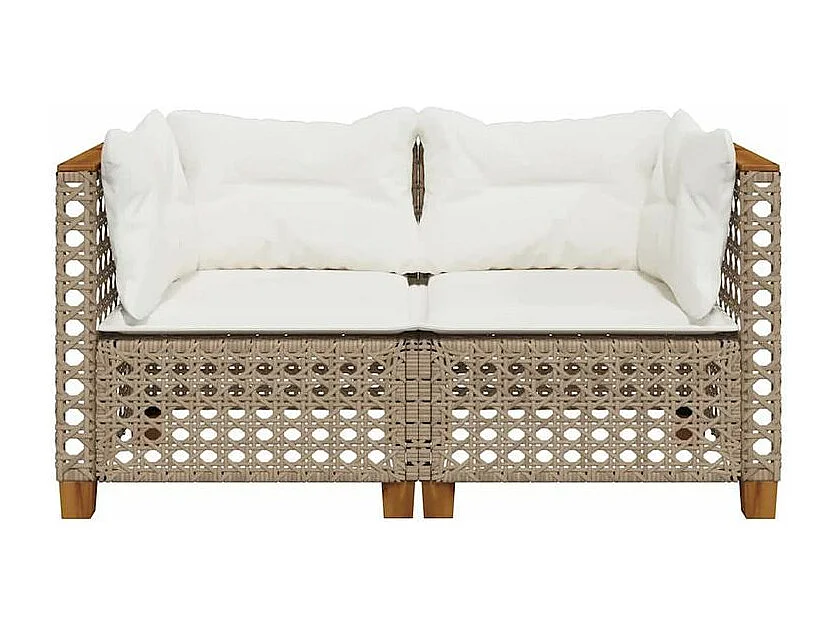 Canapés d'angle de jardin et coussins 2pcs beige résine tressée