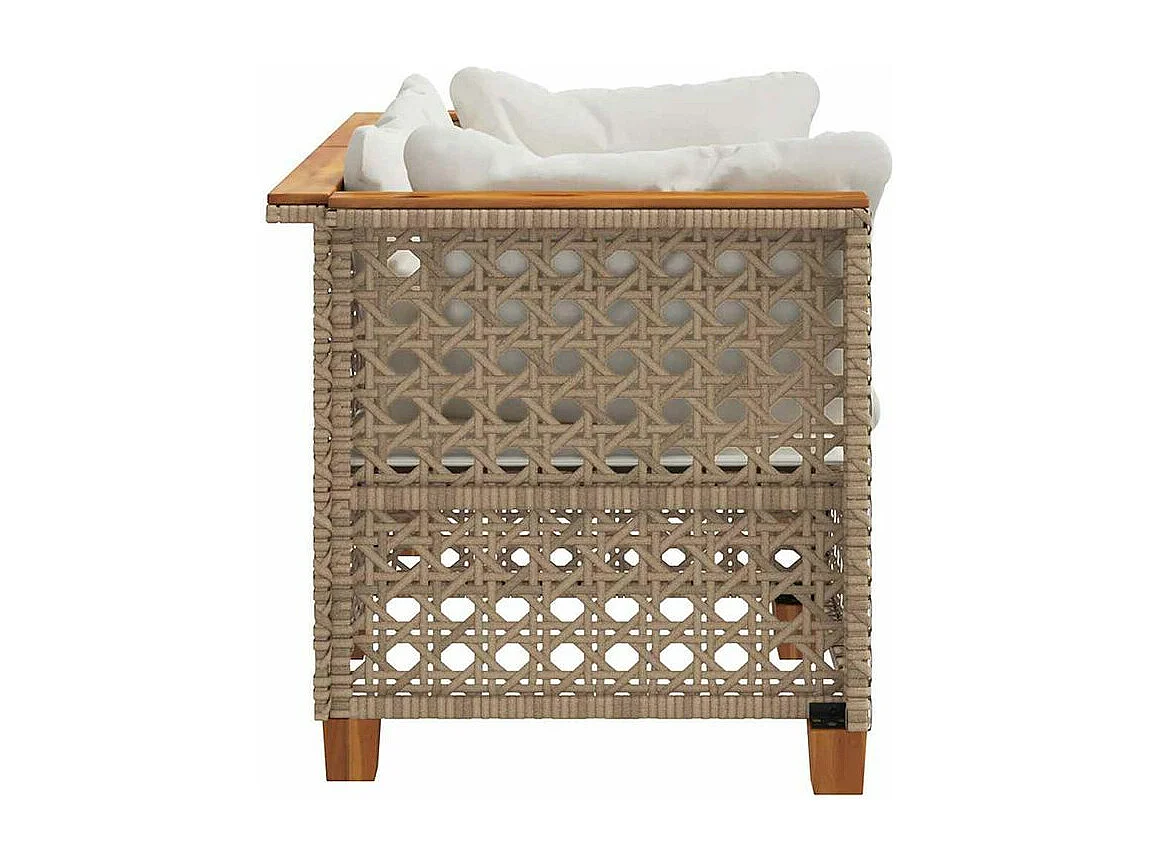 Canapés d'angle de jardin et coussins 2pcs beige résine tressée