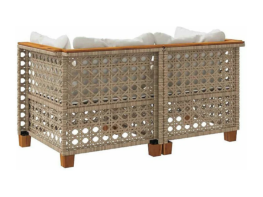 Canapés d'angle de jardin et coussins 2pcs beige résine tressée